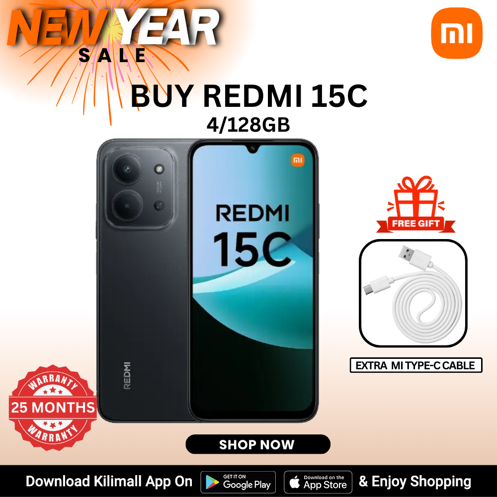 【Xiaomi Official】Redmi 15C Smartphone Display 6.9” 120Hz - 4GB Ram + 128GB Rom Dual SIM, 4G , 6000mAh Battery ,50MP AI dual camera ,33W fast charging ,IP64 ,MediaTek Helio G81-Ultra