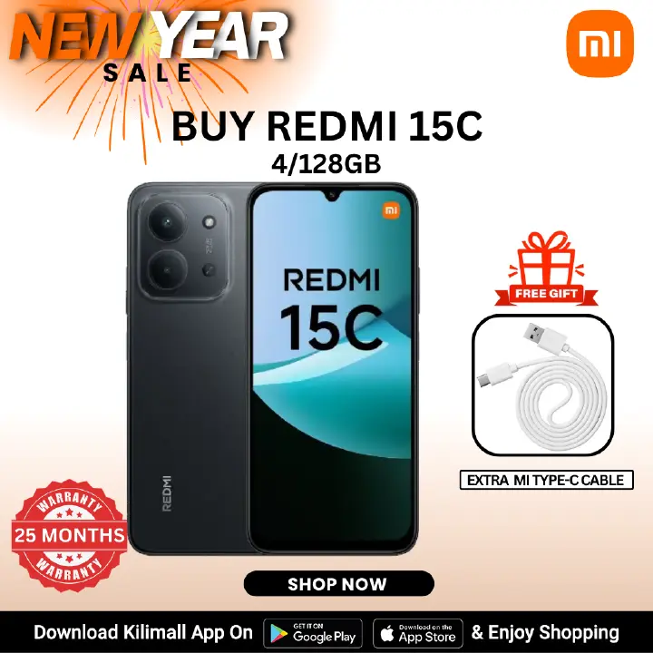 【Xiaomi Official】Redmi 15C Smartphone Display 6.9” 120Hz - 4GB Ram + 128GB Rom Dual SIM, 4G , 6000mAh Battery ,50MP AI dual camera ,33W fast charging ,IP64 ,MediaTek Helio G81-Ultra