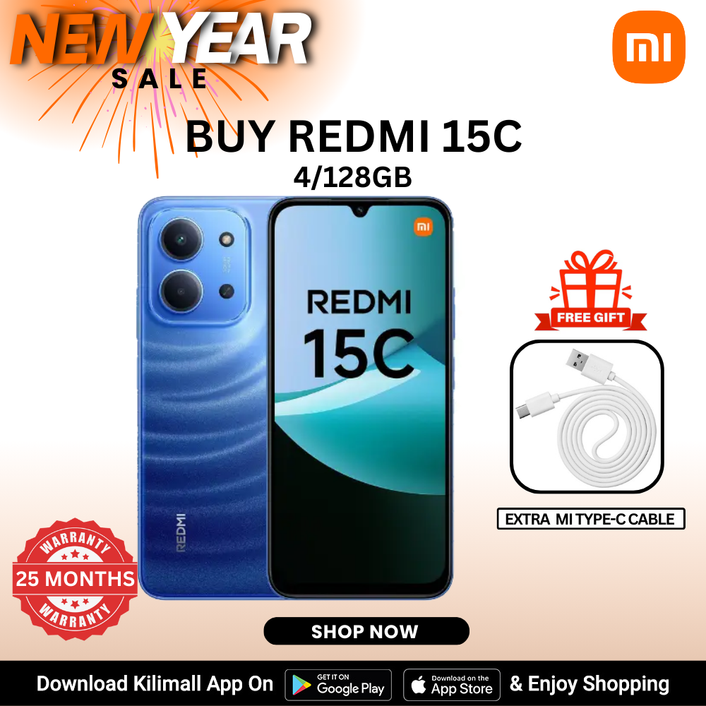 【Xiaomi Official】Redmi 15C Smartphone Display 6.9” 120Hz - 4GB Ram + 128GB Rom Dual SIM, 4G , 6000mAh Battery ,50MP AI dual camera ,33W fast charging ,IP64 ,MediaTek Helio G81-Ultra