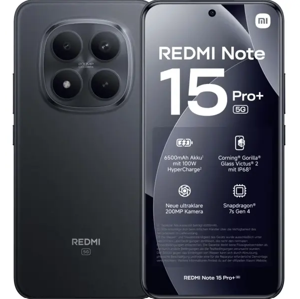 【Xiaomi Official】REDMI Note 15 Pro+ 5G Smartphone 6.83"  AMOLED Display  12GB + 512GB  Dual SIM + eSIM (200MP + 8MP) Main Camera 32MP front camera 6500mAh battery100W In-screen fingerprint Android 15
