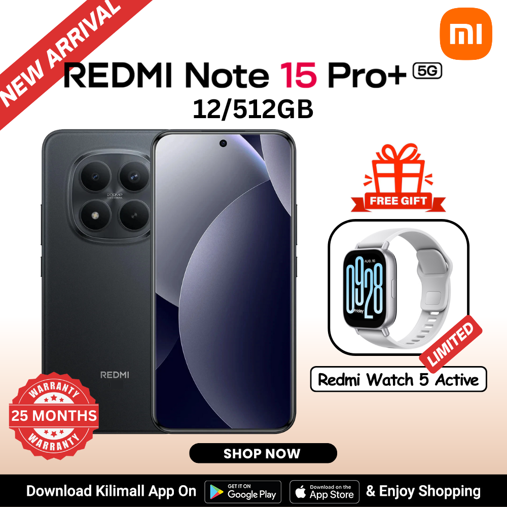 【Xiaomi Official】REDMI Note 15 Pro+ 5G Smartphone 6.83"  AMOLED Display  12GB + 512GB  Dual SIM + eSIM (200MP + 8MP) Main Camera 32MP front camera 6500mAh battery100W In-screen fingerprint Android 15