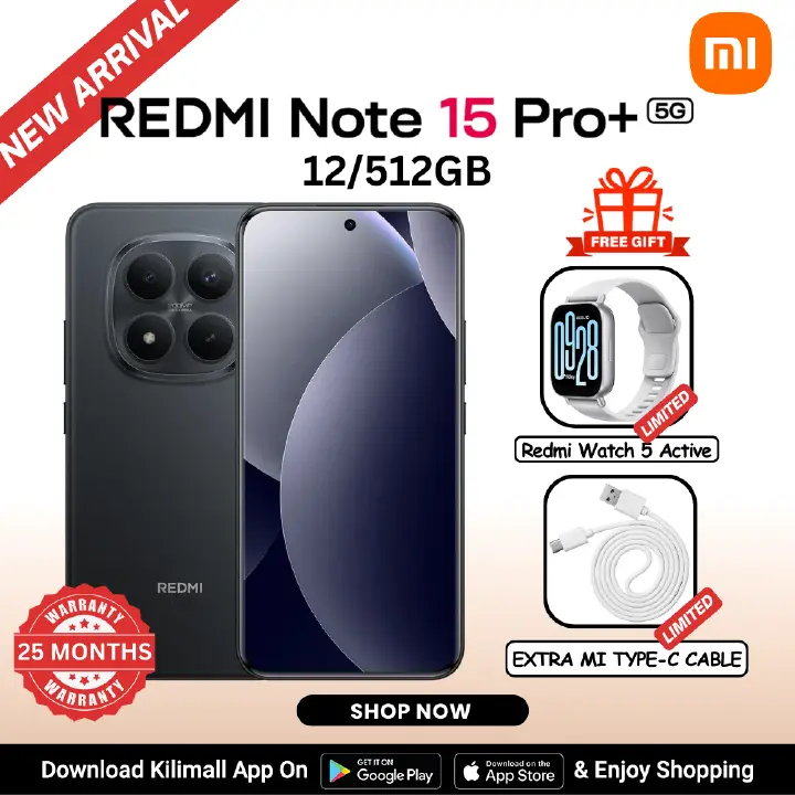 【Xiaomi Official】REDMI Note 15 Pro+ 5G Smartphone 6.83"  AMOLED Display  12GB + 512GB  Dual SIM + eSIM (200MP + 8MP) Main Camera 32MP front camera 6500mAh battery100W In-screen fingerprint Android 15