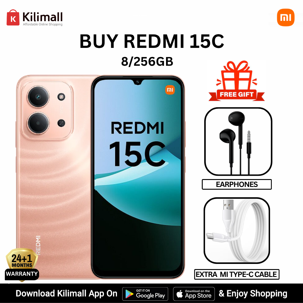 【Xiaomi Official】Redmi 15C Smartphone Display 6.9” 120Hz - 8GB Ram + 256GB Rom Dual SIM, 4G , 6000mAh Battery ,50MP AI dual camera ,33W fast charging ,IP64 ,MediaTek Helio G81-Ultra