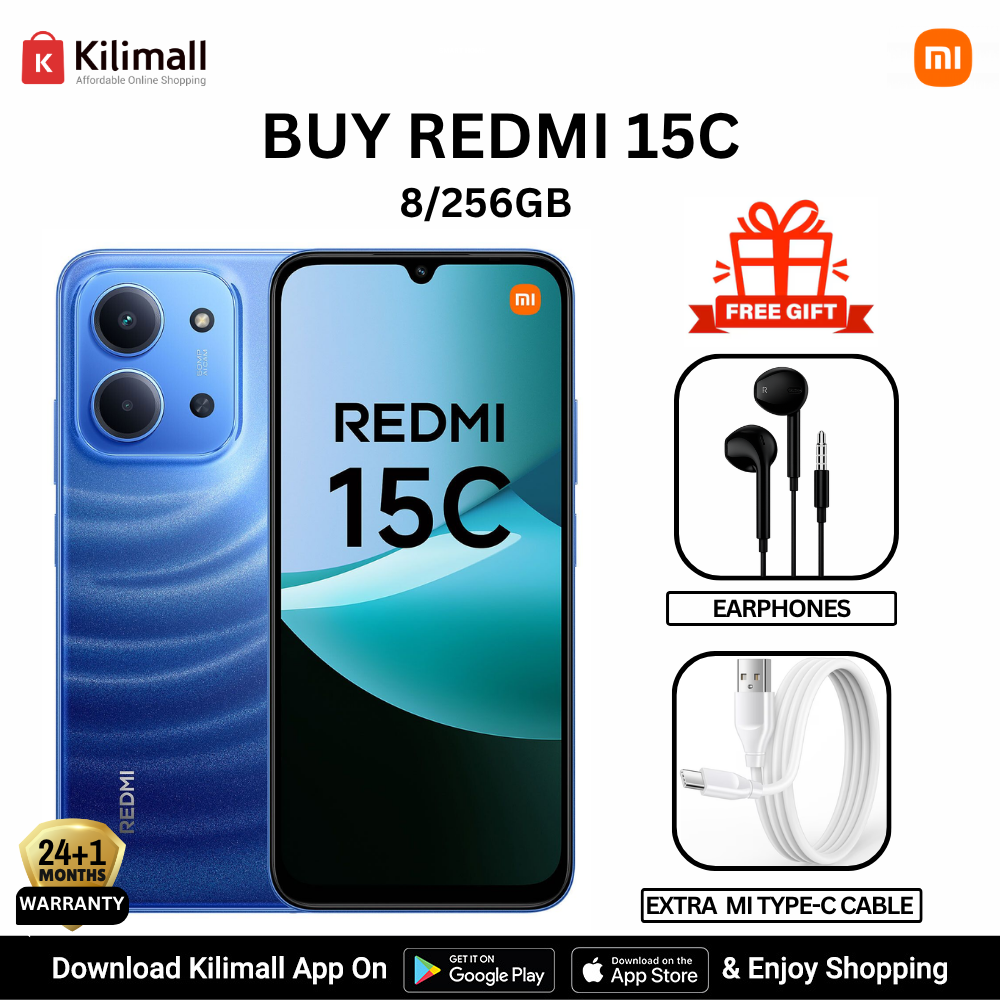 【Xiaomi Official】Redmi 15C Smartphone Display 6.9” 120Hz - 8GB Ram + 256GB Rom Dual SIM, 4G , 6000mAh Battery ,50MP AI dual camera ,33W fast charging ,IP64 ,MediaTek Helio G81-Ultra