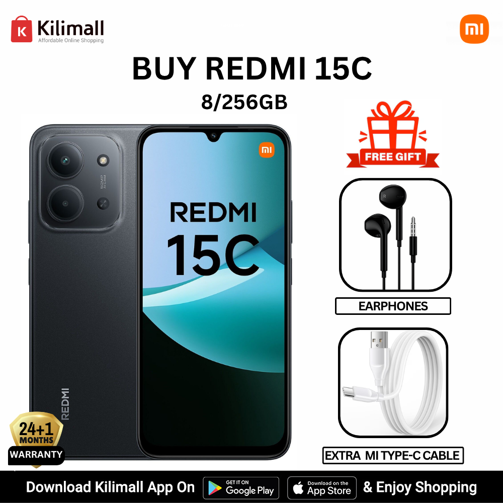 【Xiaomi Official】Redmi 15C Smartphone Display 6.9” 120Hz - 8GB Ram + 256GB Rom Dual SIM, 4G , 6000mAh Battery ,50MP AI dual camera ,33W fast charging ,IP64 ,MediaTek Helio G81-Ultra