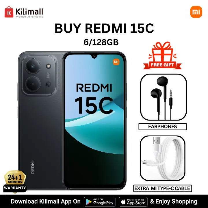 【Xiaomi Official】Redmi 15C Smartphone Display 6.9” 120Hz - 6GB Ram + 128GB Rom Dual SIM, 4G , 6000mAh Battery ,50MP AI dual camera ,33W fast charging ,IP64 ,MediaTek Helio G81-Ultra