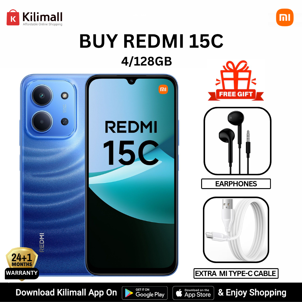 【Xiaomi Official】Redmi 15C Smartphone Display 6.9” 120Hz - 4GB Ram + 128GB Rom Dual SIM, 4G , 6000mAh Battery ,50MP AI dual camera ,33W fast charging ,IP64 ,MediaTek Helio G81-Ultra