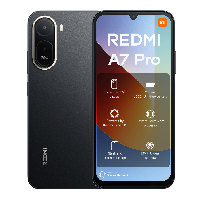 【Xiaomi Official】Redmi A7 PRO Smartphone -  6.9" LCD Display 4GB RAM + 64GB ROM Dual SIM 6000mAh 13MP main camera 8MP Selfie camera Side fingerprint sensor Type C charger 3.5mm jack Bluetooth 5.2