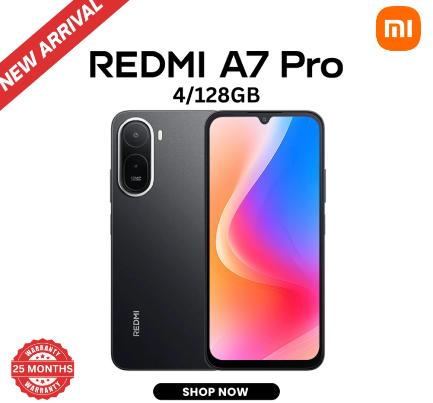 【Xiaomi Official】Redmi A7 PRO Smartphone -  6.9" LCD Display 4GB RAM + 128GB ROM Dual SIM 6000mAh 13MP main camera 8MP Selfie camera Side fingerprint sensor Type C charger 3.5mm jack Bluetooth 5.2