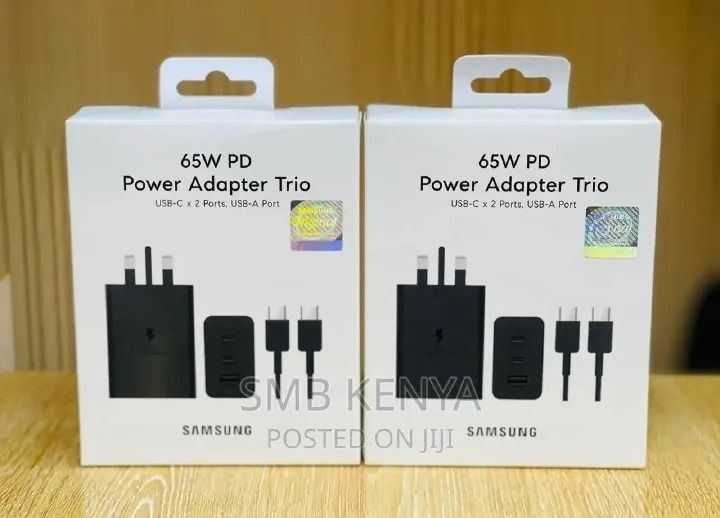 Samsung 65w Power Adapter Trio Super Fast Charger with 65w, 25w, 15w with Type-C To Type-C Cable