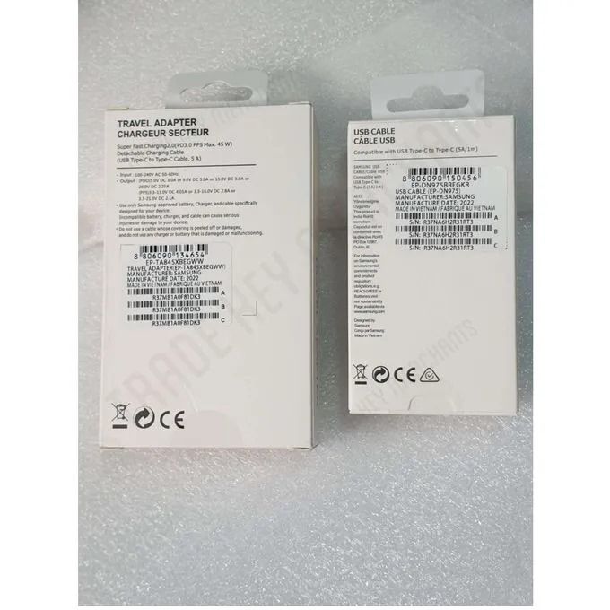Samsung 45w Power Adapter Super Fast Charger with Type-C To Type-C Cable