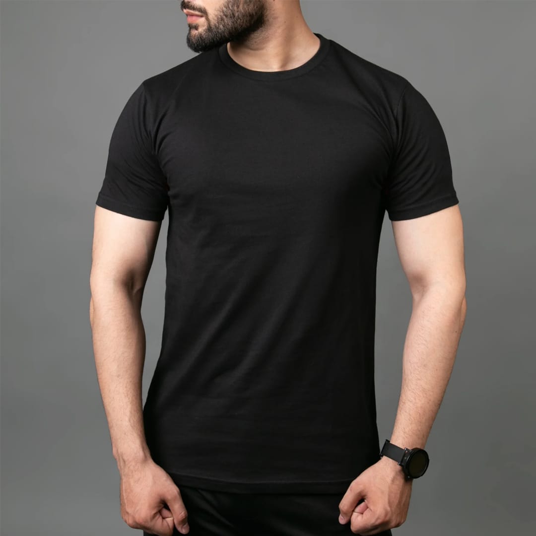 Plain Black T-Shirt Cotton High Density Material Unisex tshirt