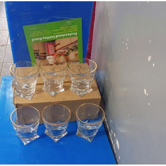 6 PCs ring gold whiskey glasses