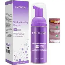 Lanthome White Foam Teeth Whitening Mousse ,Promotes optimal oral hygiene, whitening Mousse for effective teeth cleaning power for yellow teeth and stain removal, Unleash the brilliance of your smile.