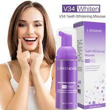 Lanthome White Foam Teeth Whitening Mousse ,Promotes optimal oral hygiene, whitening Mousse for effective teeth cleaning power for yellow teeth and stain removal, Unleash the brilliance of your smile.
