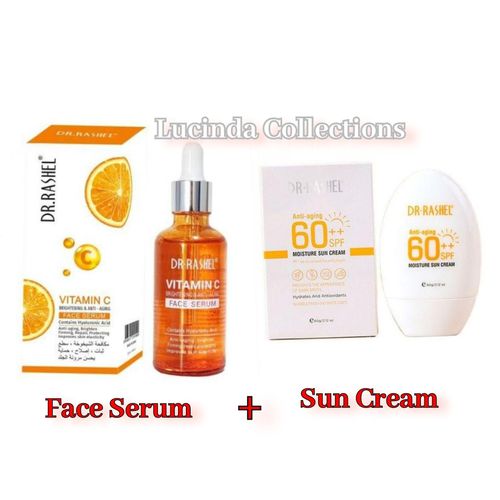 Dr. Rashel Vitamin C ORIGINAL 3 in 1 Skincare Set – Face Cleanser + face Serum + sunscreen  – Anti-Aging, Dark Spot Removal, Glowing Skin, Pore Minimizing & Hydrating Kit for All Skin