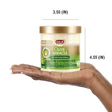 AFRICAN PRIDE Olive Miracle Leave In Conditioner with Extra Virgin Olive oil for the ultimate in silky smooth deep conditioned hair and a moisture rich healthy scalp.