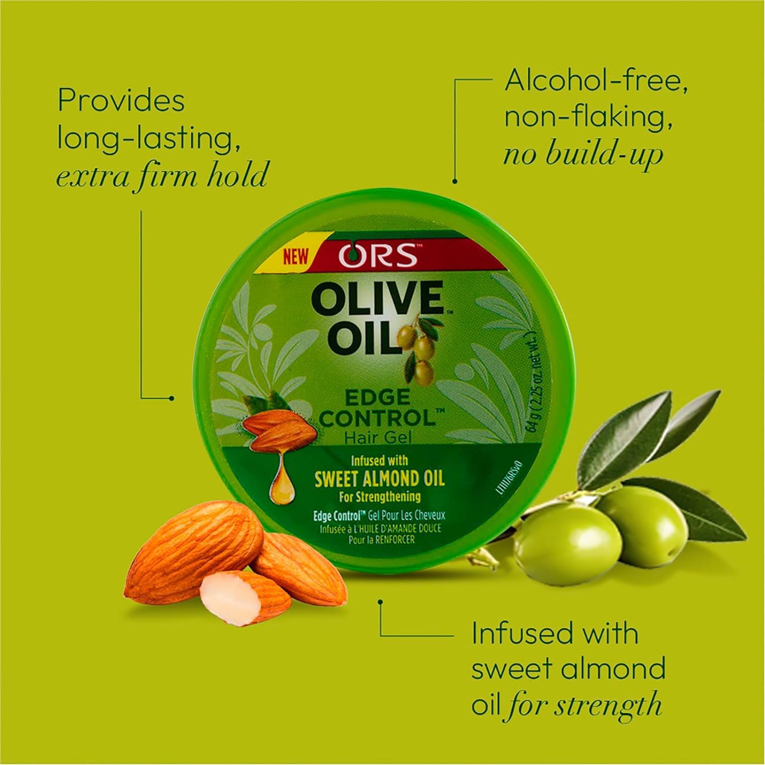 Ors Oil Edge Control Hair Gel Strong Hold No Flaking Made with pure shea butter and formulated without harsh ingredients, restores your real, authentic beauty.