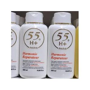 55H+ Lotion Harmonie Reparateur Multi-Vitamin Lotion16.8 Oz / 500 Ml with its unique blend of Carrot Oil and a range of multivitamins, this lotion helps to remove dark spots, hyperpigmentation