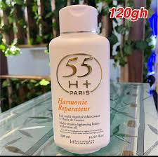 55H+ Lotion Harmonie Reparateur Multi-Vitamin Lotion16.8 Oz / 500 Ml with its unique blend of Carrot Oil and a range of multivitamins, this lotion helps to remove dark spots, hyperpigmentation