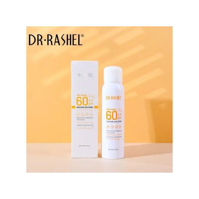 Dr. Rashel Moisture Sun Spray Anti-Aging Spf 60++ 150ml lightweight, non-greasy formula provides long-lasting hydration while preventing signs of aging such as wrinkles and fine lines.