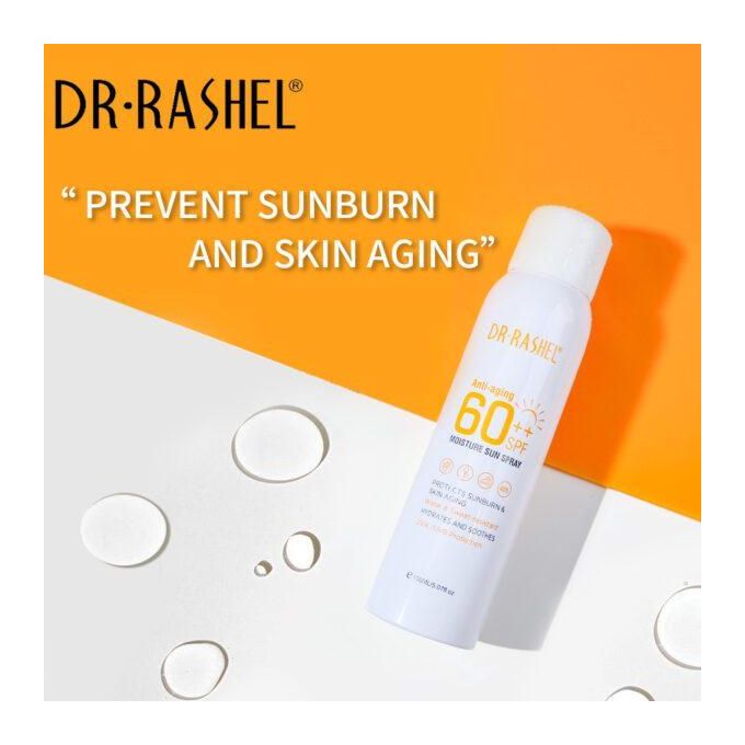 Dr. Rashel Moisture Sun Spray Anti-Aging Spf 60++ 150ml lightweight, non-greasy formula provides long-lasting hydration while preventing signs of aging such as wrinkles and fine lines.
