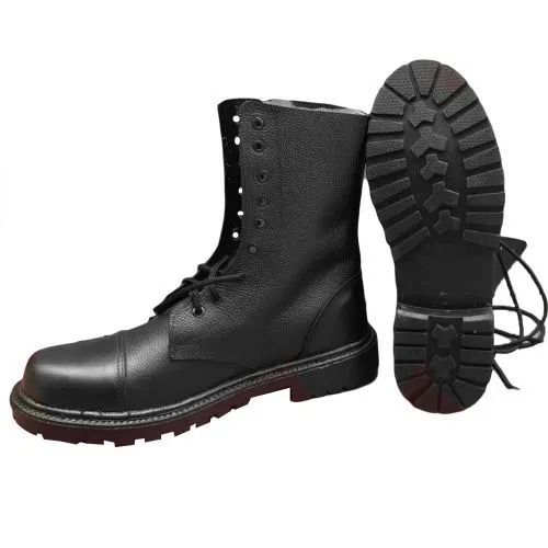 Tough Leather Askari Security Boots - Durable Military Combat Tactical Boots with Rubber Sole for Security and Outdoor Use- Durable, Comfortable & Stylish - Black