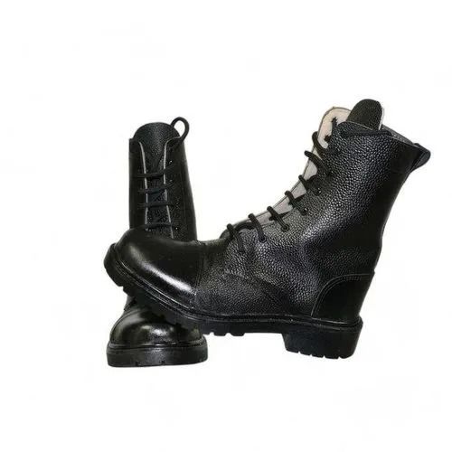 Tough Leather Askari Security Boots - Durable Military Combat Tactical Boots with Rubber Sole for Security and Outdoor Use- Durable, Comfortable & Stylish - Black
