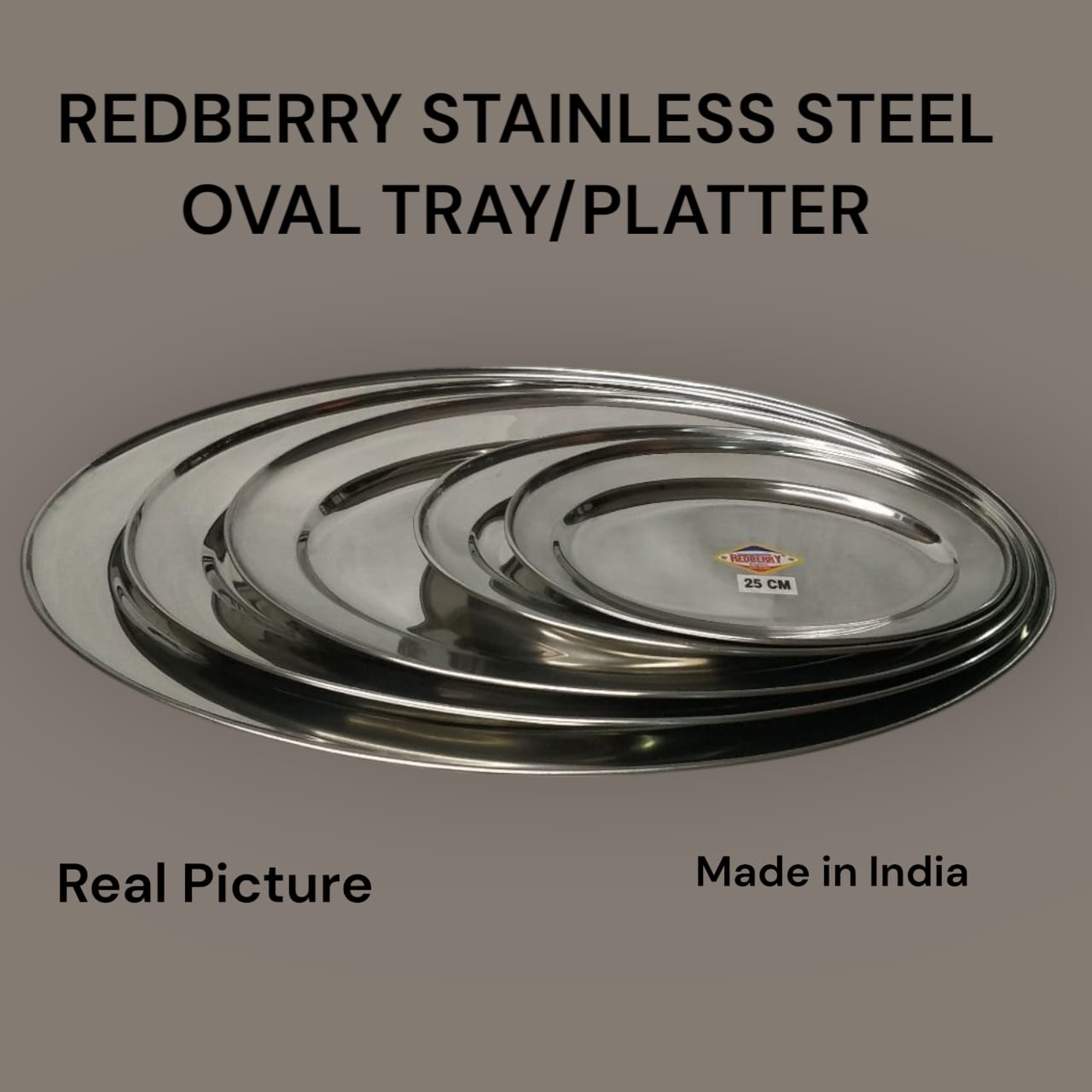 Redberry stainless steel Oval kitchen tray/platter