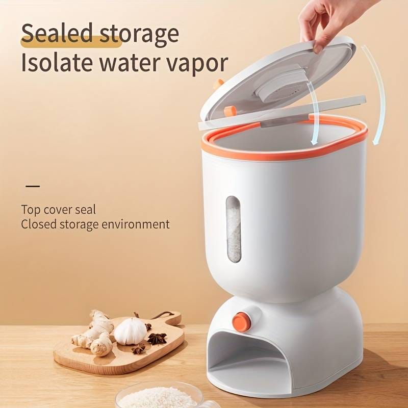11Kgs Hard plastic Automatic kitchen rice dispenser with rinsing cup...smart rice storage box with the size of 21x31x40cm