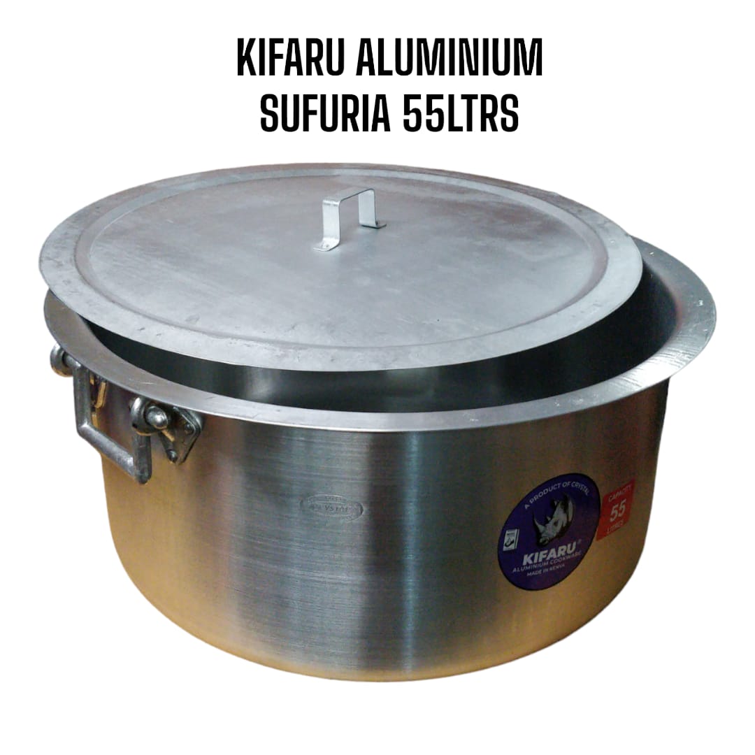 55 lITRES Medium heavy Aluminum kitchen cooking Sufuria with handles and lid