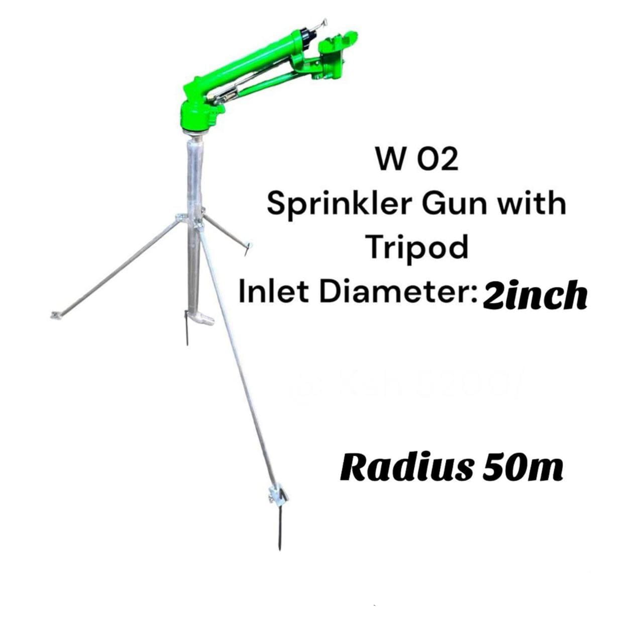 Rotating Sprinkler Gun with Tipod. inlet Diameter;2 inches and Radius 50m