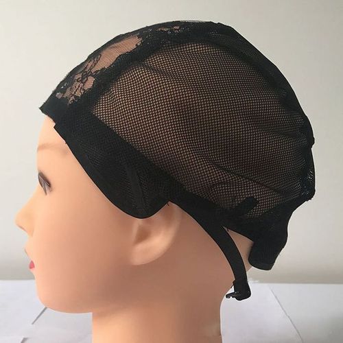 Frontal Lace Wig Cap With Adjustable Straps - Black