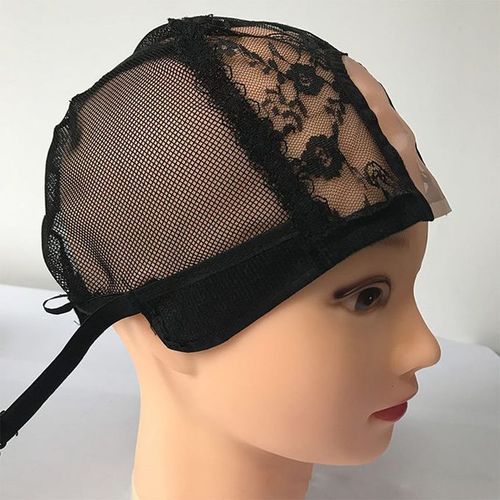 Frontal Lace Wig Cap With Adjustable Straps - Black