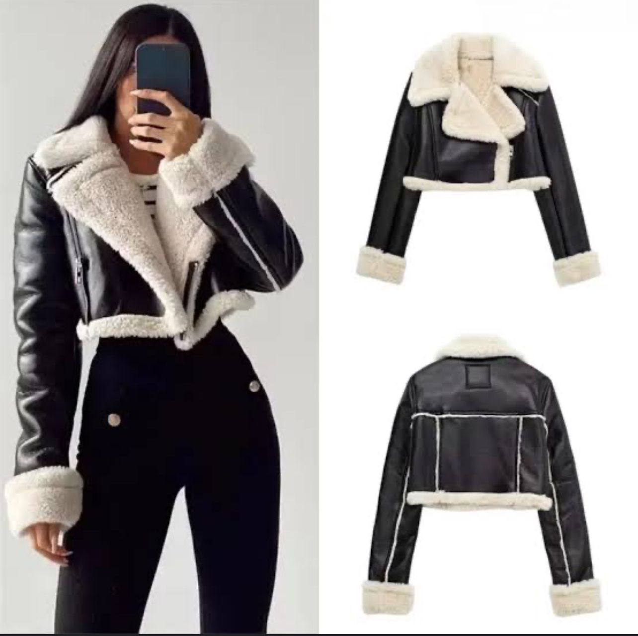 Fashion ladies leather jackets WITH FUR