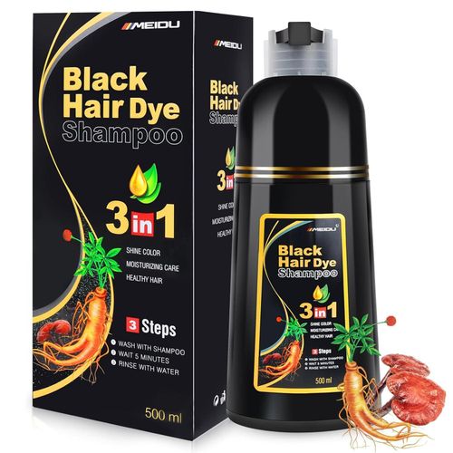 Meidu-Black Hair Dye Shampoo 3 in 1 for Gray Hair, Black Hair Dye for Women Men/ Hair Color Herbal with Ingredients Natural-Covers Gray Hair Easily: Our hair dye shampoo is quickly