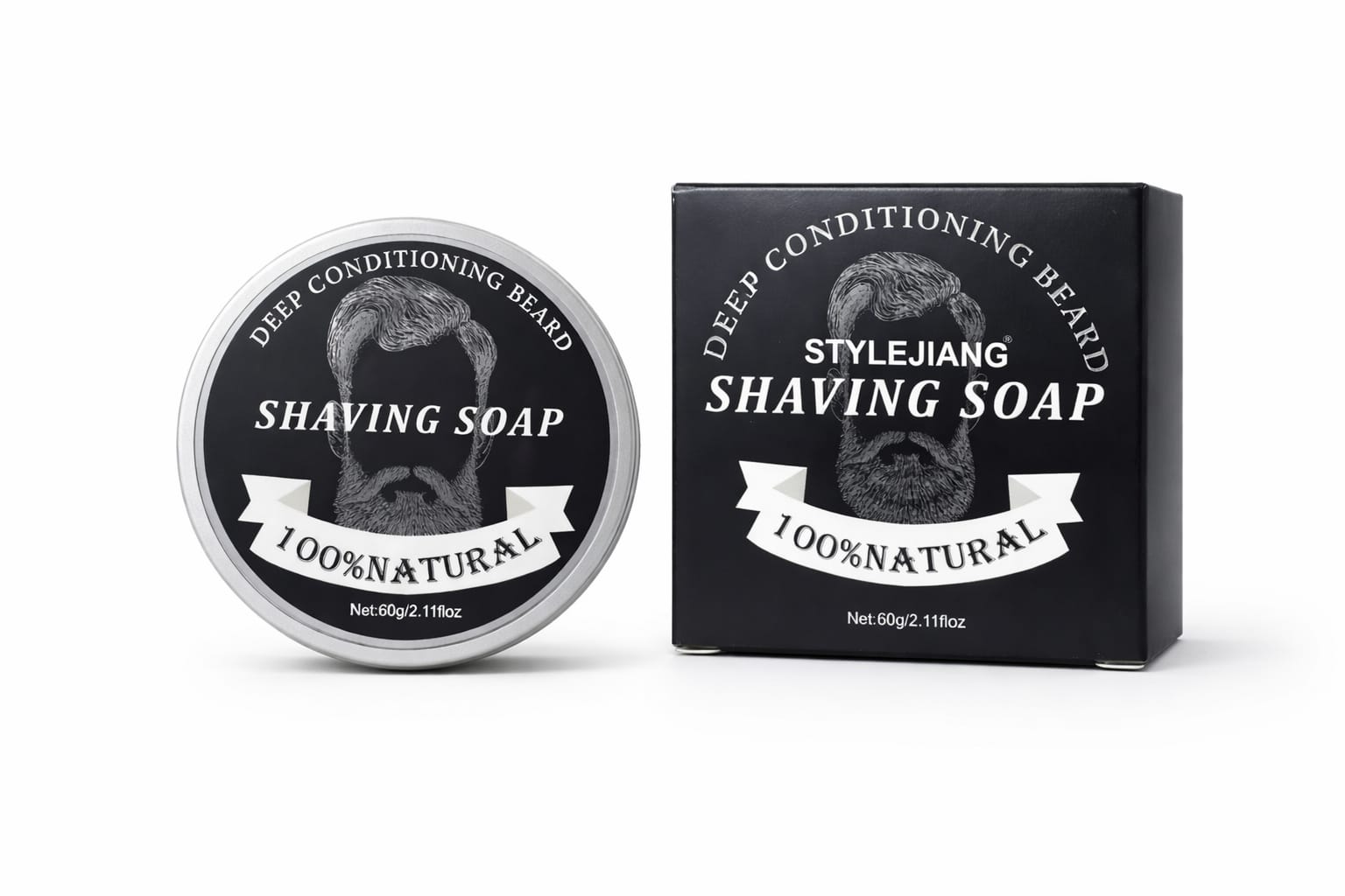 STYLEJIANG Beard Shaving Soap Gentle Foam Balm Men's Shave Deep Conditioning Cream 100% Natural Scent Moustache Care