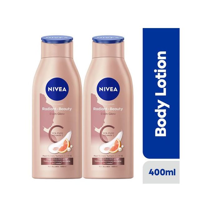 NIVEA Radiant & Beauty Even Glow Body Lotion For Women - 400ml - Pack Of 2 Pack of 2