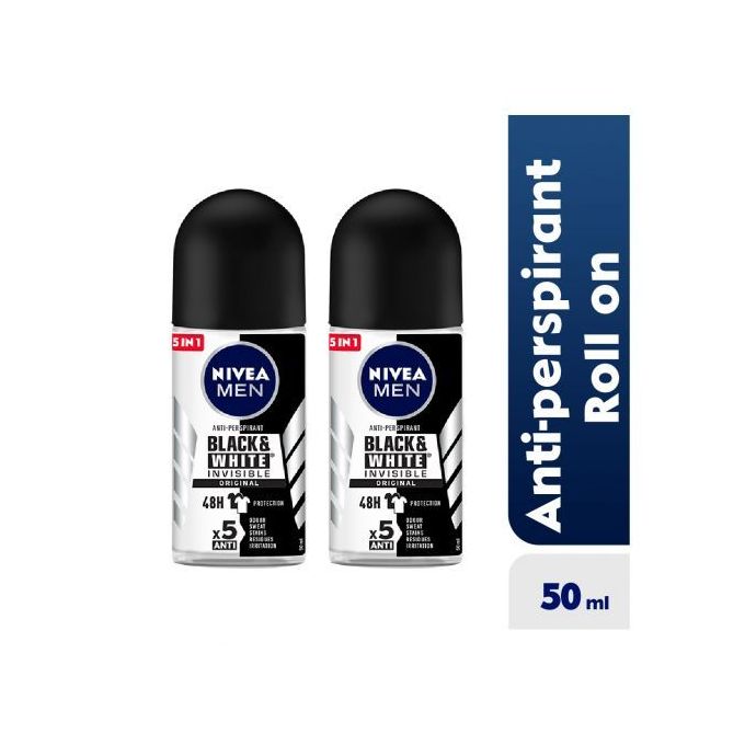 【Discounted】NIVEA Black & White Invisible Original, Antiperspirant Roll-on 50ml