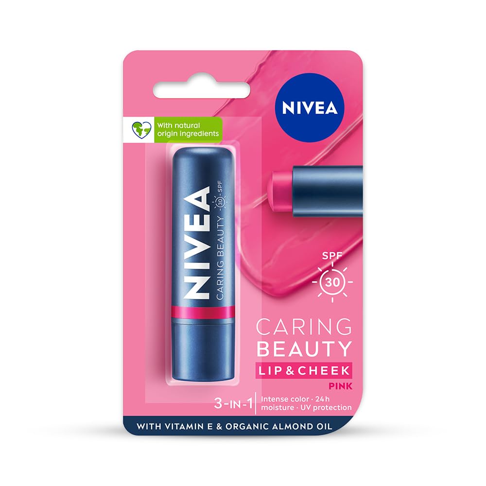 NIVEA Lip Caring Beauty Pink Lip Balm | Lip & Cheek Tint with SPF 30