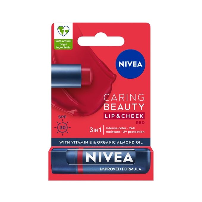 Nivea Lip Caring Beauty Red Lip Balm  Lip & Cheek Tint with SPF 30