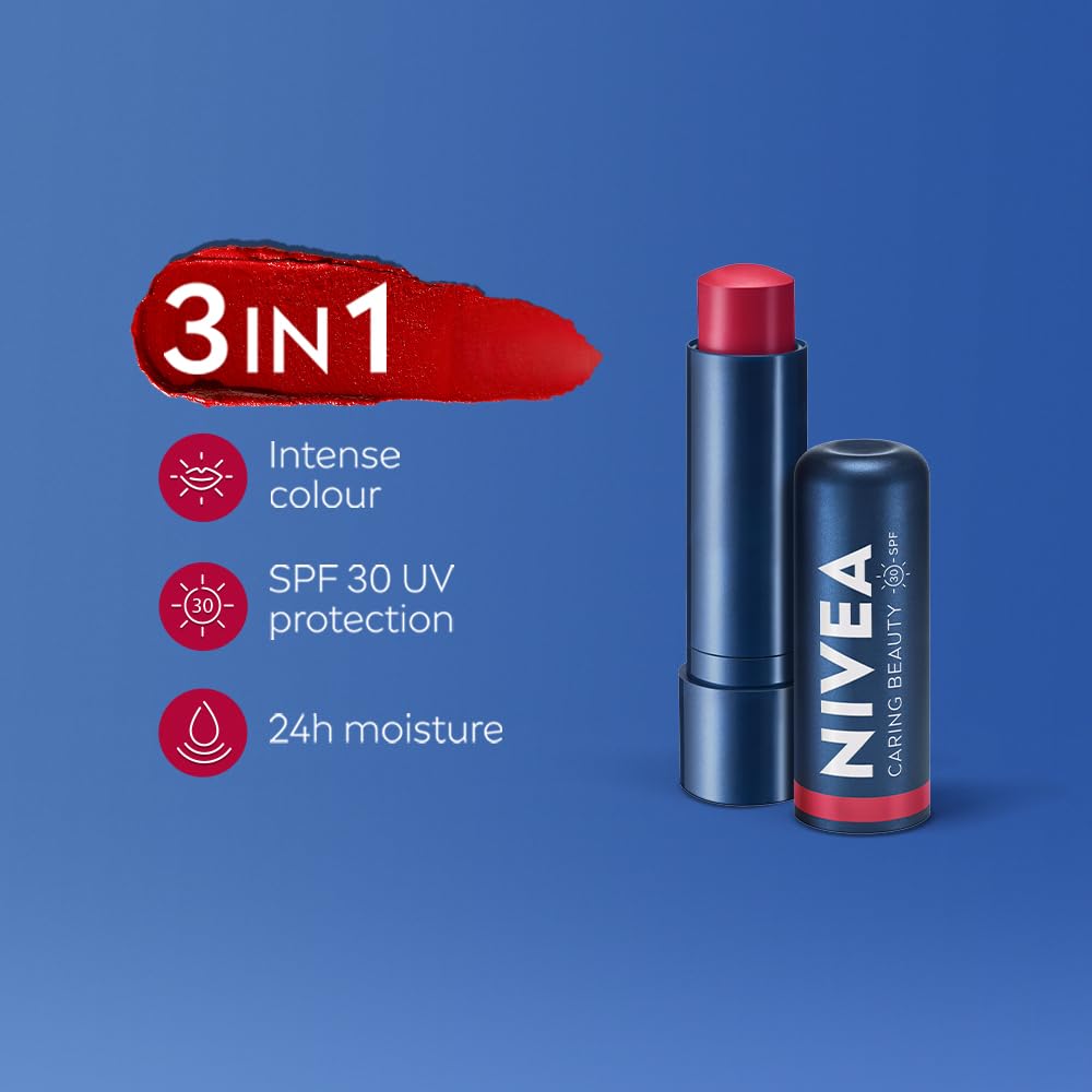 Nivea Lip Caring Beauty Red Lip Balm  Lip & Cheek Tint with SPF 30