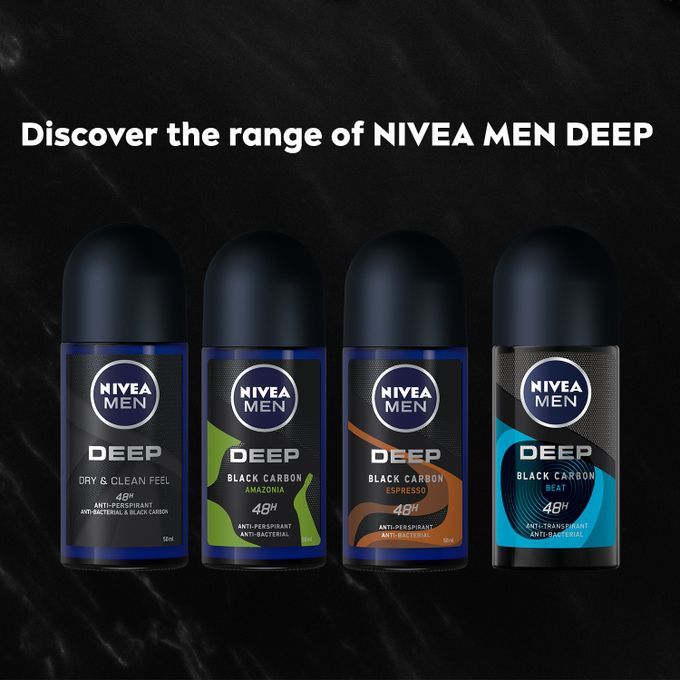 Nivea Men Deep Espresso Antibacterial Anti-Perspirant Rollon 72h - 50ml