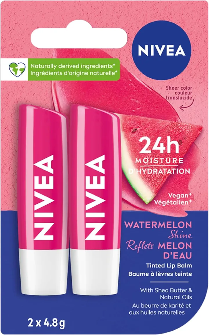 【Discounted】(PACK OF 2) NIVEA Watermelon Shine Lip Balm 4.8g