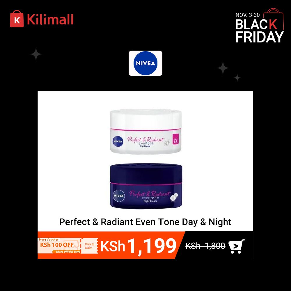 【Discounted】NIVEA Perfect & Radiant Even Tone Day & Night sunscreen Cream For Women - 50ml.Day Cream enriched in Eventone Pure Active,Vitamin E & SPF 15.Night Cream