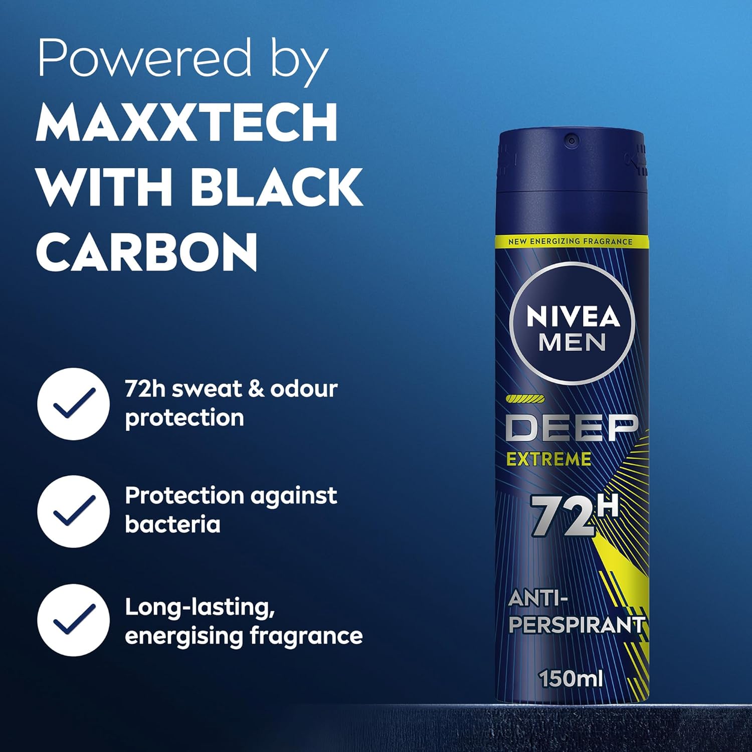 NIVEA Men Deep Extreme MaxxTech, Antiperspirant for Men, Spray 150ml