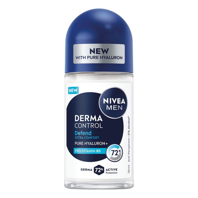 NIVEA MEN Derma Control Defend Anti-Perspirant Roll-on For Men, 72h – 50ml (Pack of 2)