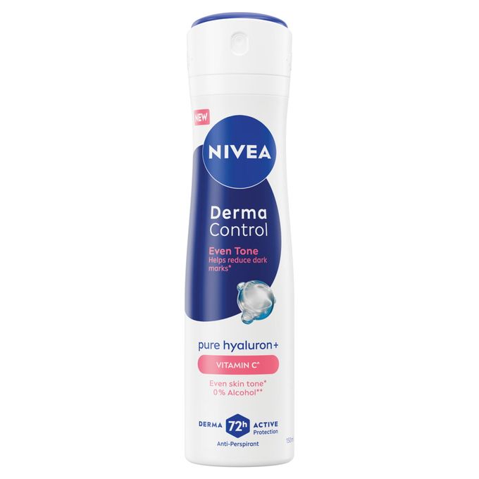 NIVEA Derma Control Natural Tone Anti-Perspirant Spray For Women, 72h– 150ml(Pack of 2)