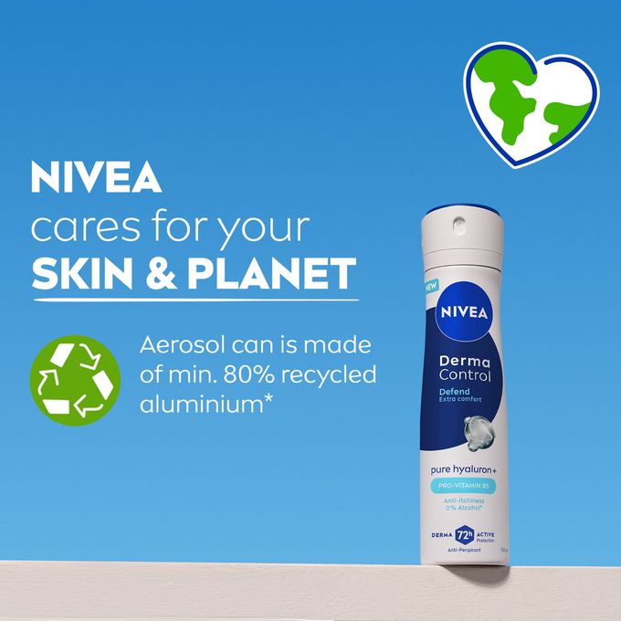 NIVEA Derma Control Defend Anti-Perspirant Spray for Women, 72h – 150ml