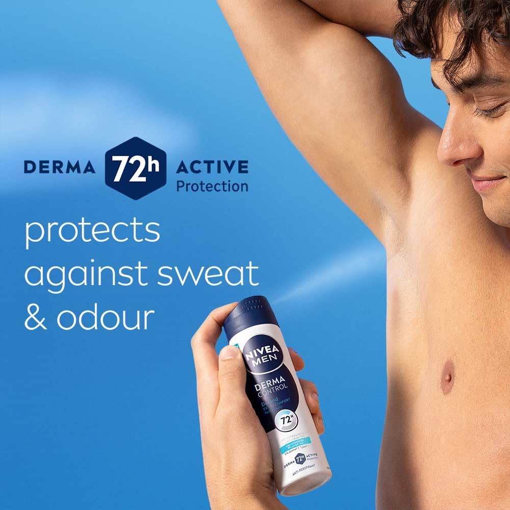 NIVEA MEN Derma Control Defend Extra Comfort Anti-Perspirant Spray, 150ml (Pack of 2)